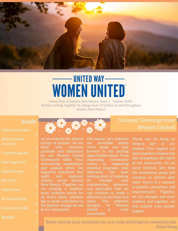 2024 Women United Summer Newsletter page 1